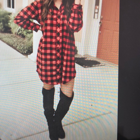 buffalo plaid tunic dress